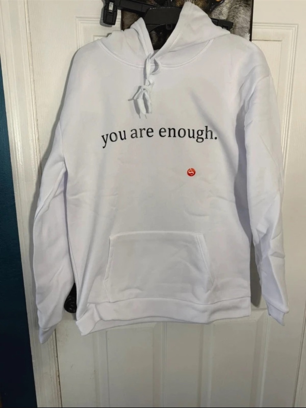 White "You Are Enough." Men's Hoodie Sweatshirt size small